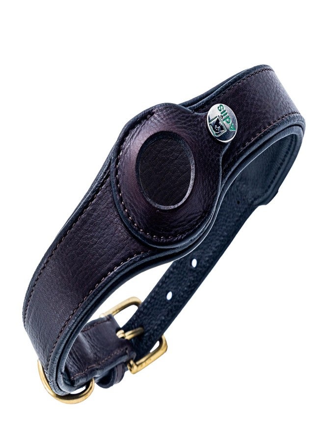 ADIL'S AirTag Dog Collar, Genuine Leather Collar with Secure Apple Airtag Holder Adjustable Dog Collar with GPS Locator Holder for Small,Medium& Large Dogs, Size: S, Brown Color,66x30 cm - Image 1